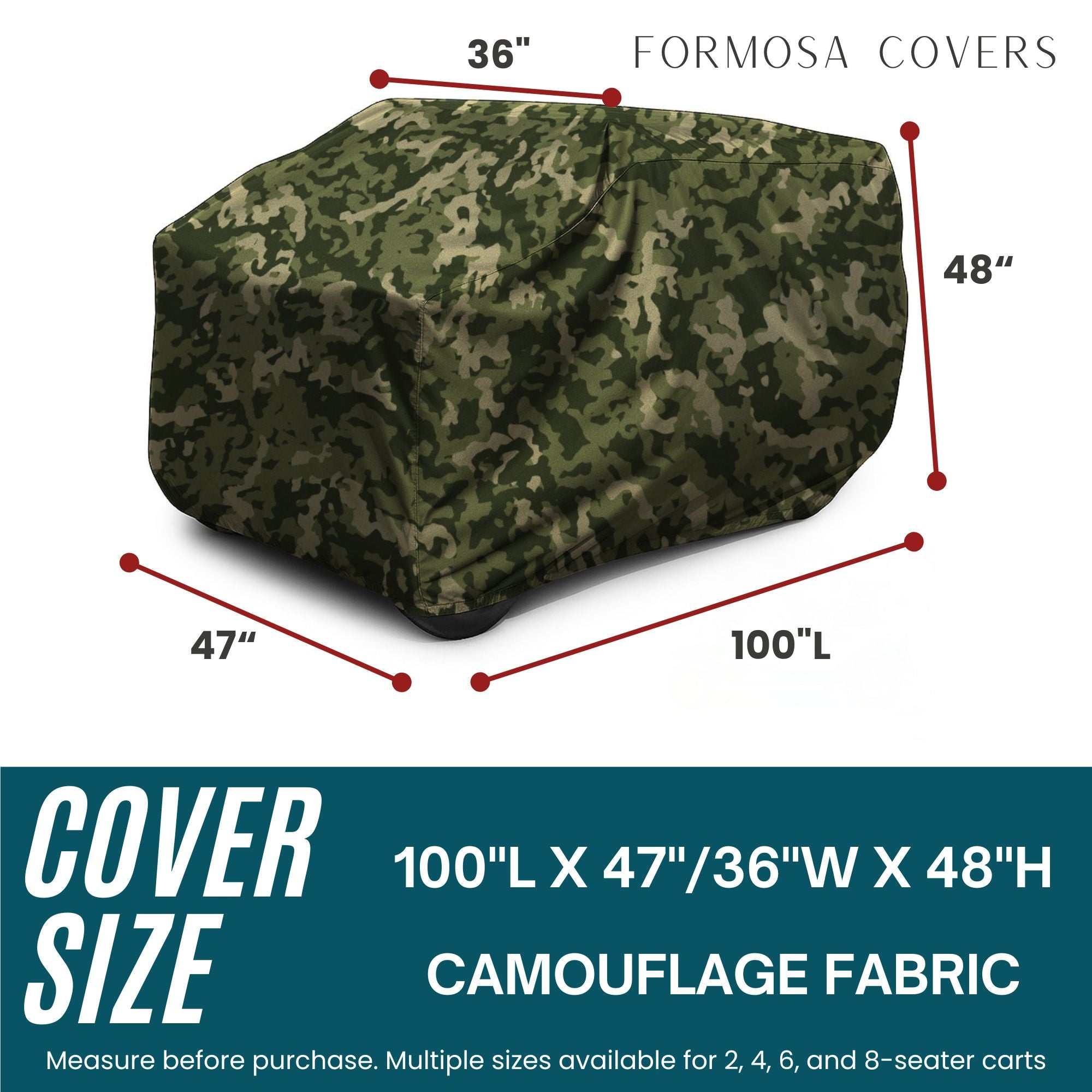 2 Passenger Golf Cart Storage Cover for Golf Carts without Roof Camouflage - 0