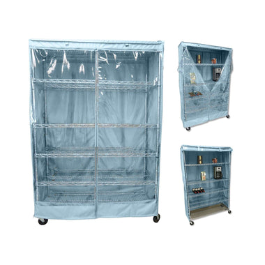 Storage Shelving Unit Cover, fits racks 48"W x 18"D x 72"H one side see through panel in Glacier Blue - 0