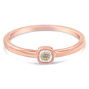 14K Rose Gold Plated .925 Sterling Silver 1/20 Carat Diamond Square Cushion-Shaped Miracle Set Petite Fashion Promise Ring (J-K Color, I1-I2 Clarity) - Size 6-9