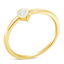 14K Yellow Gold Plated .925 Sterling Silver 1/20 Carat Diamond Teardrop Pear-Shaped Miracle Set Petite Fashion Ring (J-K Color, I1-I2 Clarity) - Size 6-5