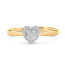 10K Yellow Gold 1/10 Cttw Diamond Heart and Halo Promise Ring-1