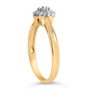 10K Yellow Gold 1/10 Cttw Diamond Heart and Halo Promise Ring-4