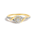 10K Yellow Gold 1/10 Cttw Diamond Swirl and Halo Promise Ring (I-J Color, I3 Clarity) - Size 7-1
