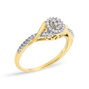 10K Yellow Gold 1/10 Cttw Diamond Swirl and Halo Promise Ring (I-J Color, I3 Clarity) - Size 7-3