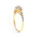 10K Yellow Gold 1/10 Cttw Diamond Swirl and Halo Promise Ring (I-J Color, I3 Clarity) - Size 7-4