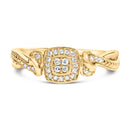 14K Yellow Gold Plated .925 Sterling Silver 1/10 Cttw Round-Cut Diamond Composite Halo Engagement Ring (I-J Color, I3 Clarity)- Size 7-6