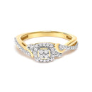 10K Yellow Gold Twisted Shank 1/10 Cttw Diamond Composite Halo Engagement Ring (I-J Color, I3 Clarity) - Size 7-1