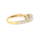 10K Yellow Gold Twisted Shank 1/10 Cttw Diamond Composite Halo Engagement Ring (I-J Color, I3 Clarity) - Size 7-2