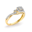 10K Yellow Gold Twisted Shank 1/10 Cttw Diamond Composite Halo Engagement Ring (I-J Color, I3 Clarity) - Size 7-3