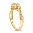 14K Yellow Gold Plated .925 Sterling Silver 1/10 Cttw Round-Cut Diamond Composite Halo Engagement Ring (I-J Color, I3 Clarity)- Size 7-9