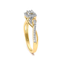 10K Yellow Gold Twisted Shank 1/10 Cttw Diamond Composite Halo Engagement Ring (I-J Color, I3 Clarity) - Size 7-4