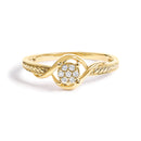 10K Yellow Gold Diamond Cluster Twisted Promise Ring-1