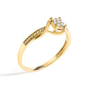 10K Yellow Gold Diamond Cluster Twisted Promise Ring-3