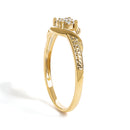 10K Yellow Gold Diamond Cluster Twisted Promise Ring-4