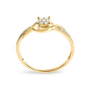 10K Yellow Gold Diamond Cluster Twisted Promise Ring-5