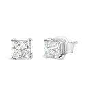 14K White Gold 3/8 Cttw Lab Grown Princess-Cut Diamond 4-Prong Solitaire Stud Earrings (VS1-VS2 Clarity, F-G Color)-2