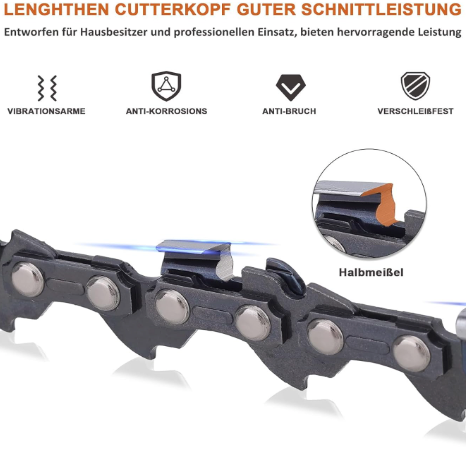 3 x 35 cm Sägekette 3/8"LP 52 Antriebsglieder 1,1 mm Rückschlagsarme Kette kompatibel mit Makita DUC353, Einhell GP-LC 36/35 Li, Bosch AKE 35-19 S/AKE 35 S, Dolmar, Oregon, Husqvarna und mehr