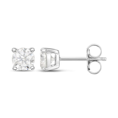 1.02 Carat Genuine White Diamond 14K White Gold Earrings - 0