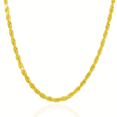 5.0mm 10k Yellow Gold Solid Diamond Cut Rope Chain - 0