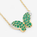 2.80 Carat Genuine Emerald and White Zircon .925 Sterling Silver Pendant-4