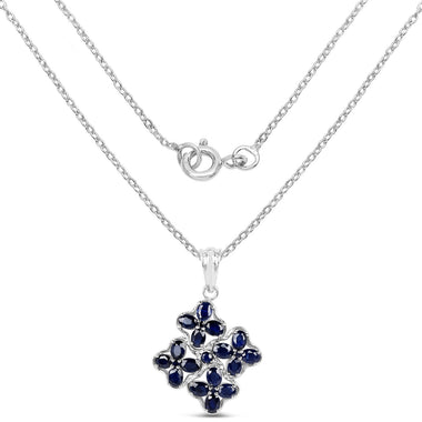 3.68 Carat Genuine Blue Sapphire .925 Sterling Silver Pendant - 0