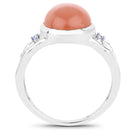 6.54 Carat Genuine Peach Moonstone and Tanzanite .925 Sterling Silver Ring-2