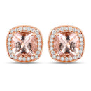 2.71 Carat Genuine Morganite and White Diamond 14K Rose Gold Earrings-1