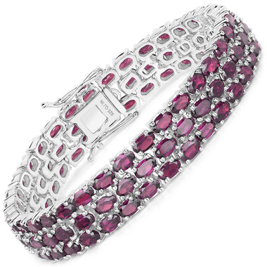 30.80 Carat Genuine Rhodolite .925 Sterling Silver Bracelet - 0