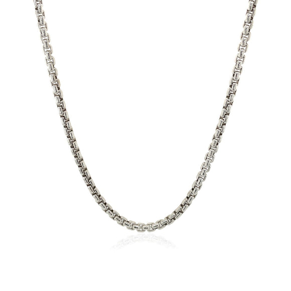 2.4mm 14k White Gold Round Box Chain