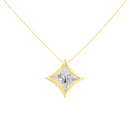 10K White Gold 1/10 Cttw Bezel Set Solitaire Princess Cut Diamond Kite Shaped Pendent Necklace - 18" Inches-3