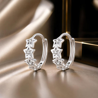 925 Sterling Silver Earrings with Pavé Setting, Size: 13*5mm, for Women - 0