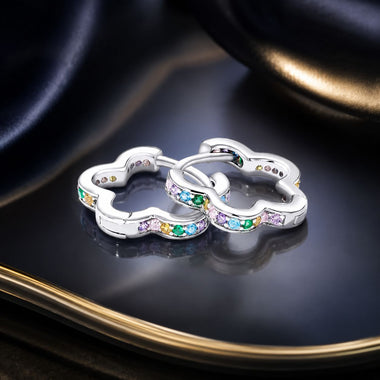 925 Sterling Silver Earrings with Pavé Setting CZ and Platinum Plating for Women - 0