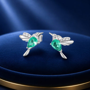 925 Sterling Silver Transparent Glass Earrings with CZ for Women - 0