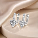 925 Sterling Silver Oxidized Earrings with CZ for Women - 1.7x0.7cm-1