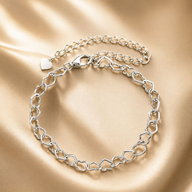 925 Sterling Silver Plated White Gold Adjustable Bracelet for Women
