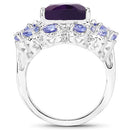 5.82 Carat Genuine Amethyst and Tanzanite .925 Sterling Silver Ring-2