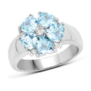 2.58 Carat Genuine Blue Topaz and White Topaz .925 Sterling Silver Ring-1