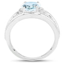 2.25 Carat Genuine Aquamarine .925 Sterling Silver Ring-2