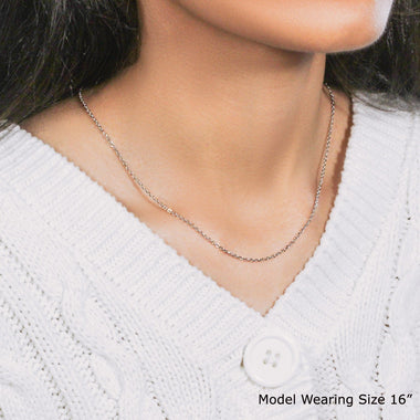 18k White Gold Diamond Cut Cable Link Chain (1.40 mm) - 0