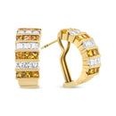 18K Yellow Gold 1 3/4 Cttw Invisible Set Princess Cut Diamond and 2.5mm Yellow Sapphire Huggie Hoop Earrings (F-G Color, VS1-VS2 Clarity)-1