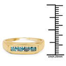 14K Yellow Gold Plated 0.48 Carat Genuine Blue Diamond .925 Sterling Silver Ring-3