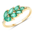 0.68 Carat Genuine Zambian Emerald and White Diamond 14K Yellow Gold Ring-5