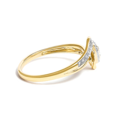 10K Yellow Gold Diamond Accent Filigree Heart Promise Ring (I-J Color, I3 Clarity)- Size 7 - 0