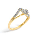 10K Yellow Gold Diamond Accent Filigree Heart Promise Ring (I-J Color, I3 Clarity)- Size 7-3