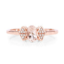 0.46 Carat Genuine Morganite and White Diamond 14K Rose Gold Ring-3