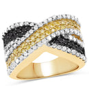 14K Yellow Gold Plated 1.58 Carat Genuine Black Diamond, White Diamond & Yellow Diamond .925 Sterling Silver Ring-2