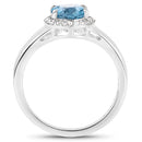 2.13 Carat Genuine London Blue Topaz and White Topaz .925 Sterling Silver Ring-2