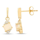 0.57 Carat Genuine Ethiopian Opal and White Diamond 14K Yellow Gold Earrings-2