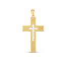 14k Two Tone Gold High Polish Diamond Cut Cross Pendant-2