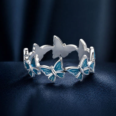 925 Sterling Silver Enamel Ring Size 6 for Women - 0